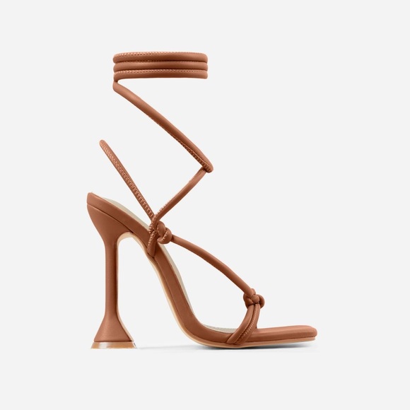 Ego Brown square toe strappy lace up high heel sandals Size 11 - Picture 3 of 5
